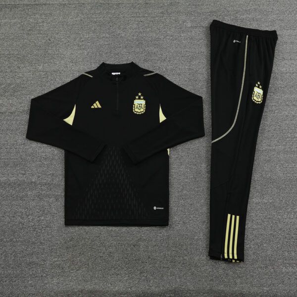with embossed 2023 Argentina black with yellow half zipper training tracksuit - Image 2