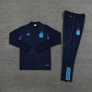 with embossed 2023 Argentina navy blue with purple half zipper training tracksuit - Image 2