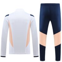 with sponsor logo 23-24 Ajax white with navy blue and beige stripe half zipper sweater tracksuit
