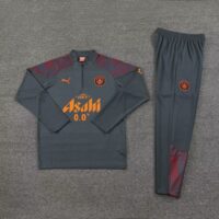 with sponsor logo 23-24 Man City dark gray with red half zipper sweater tracksuit