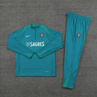002-444 with sponsor logo 24-25 Portugal green half zipper training tracksuit