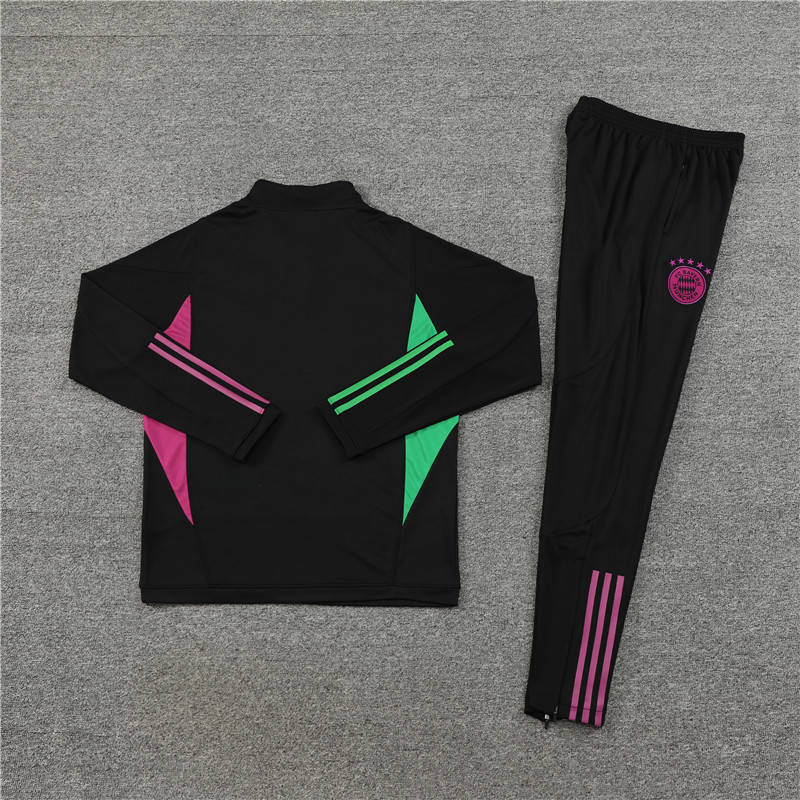 23-24 Bayern black with purple half zipper sweater tracksuit