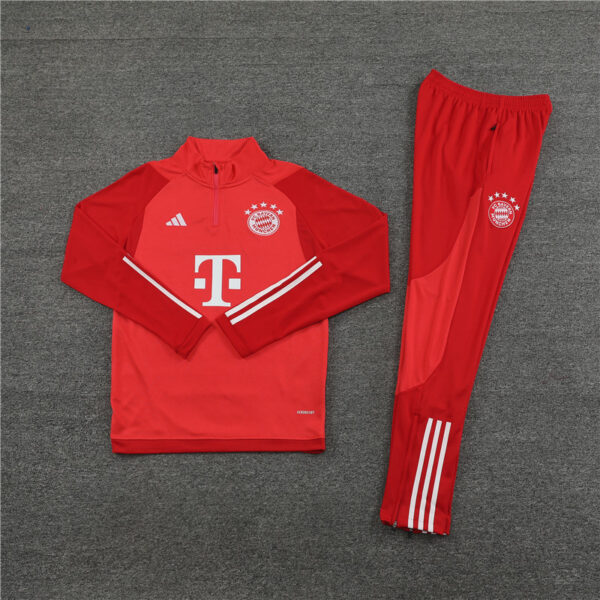 23-24 Bayern red stripe half zipper training tracksuit - Image 2