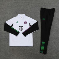 23-24 Bayern white with black half zipper training tracksuit