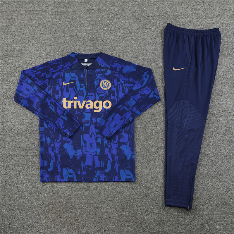 002-51 23-24 Chelsea blue half zipper training tracksuit
