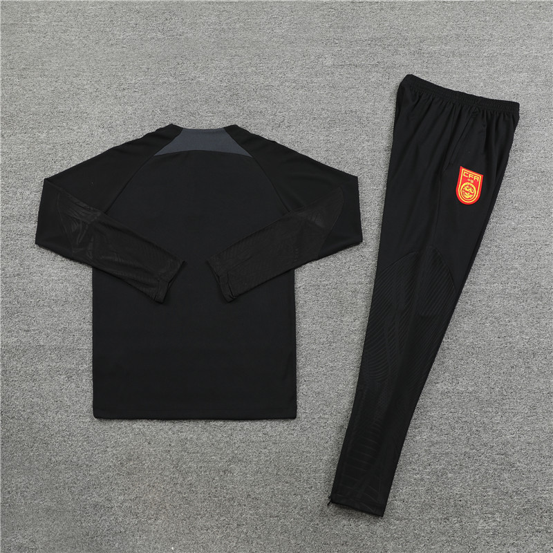 23-24 China black half zipper sweater tracksuit