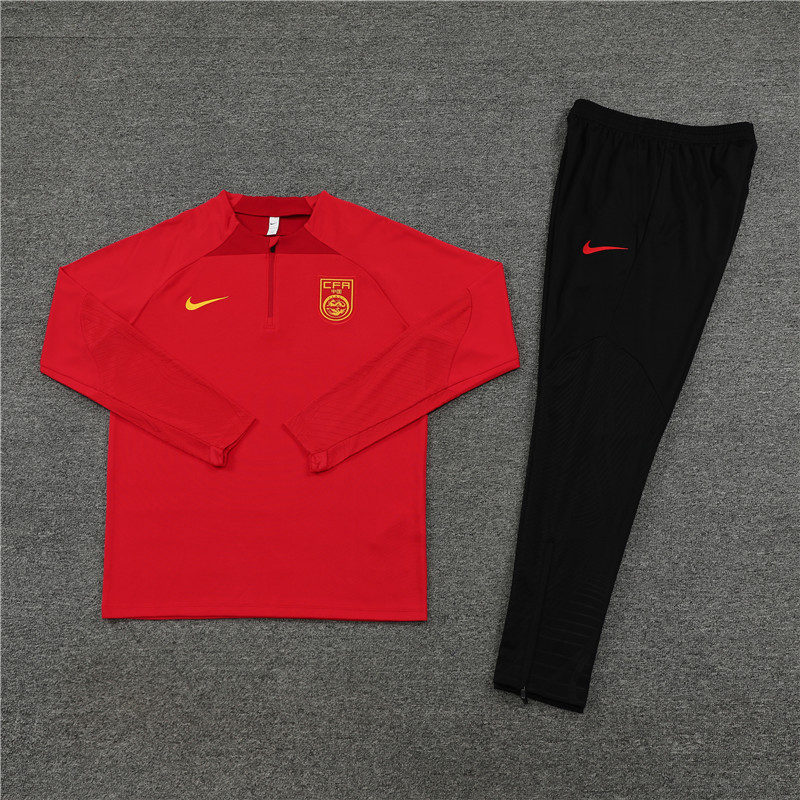 23-24 China red half zipper sweater tracksuit
