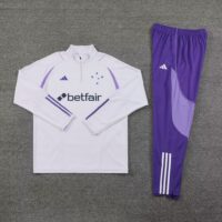 002-58 23-24 Cruzeiro white with purple stripe half zipper sweater tracksuit