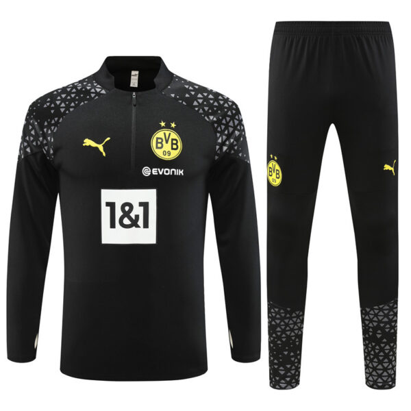 23-24 Dortmund black half zipper training tracksuit - Image 2