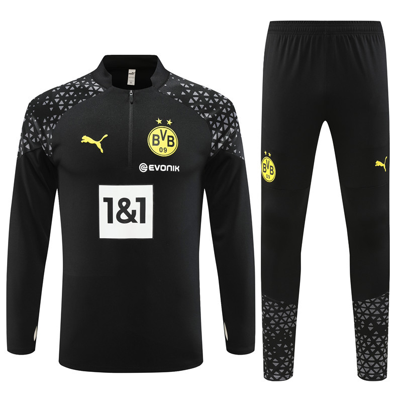 23-24 Dortmund black half zipper training tracksuit