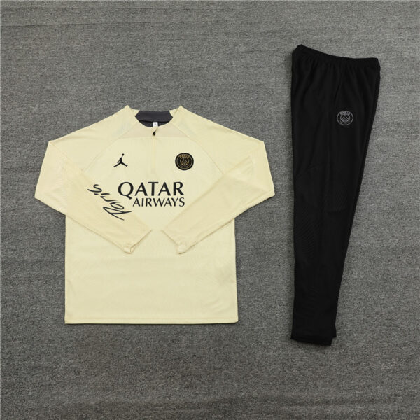 23-24 Fans version PS G Jrdan beige half zipper sweater tracksuit - Image 2