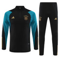 002-62 23-24 Germany black with blue half zipper sweater tracksuit