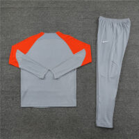 23-24 Inter gray with orange half zipper training tracksuit