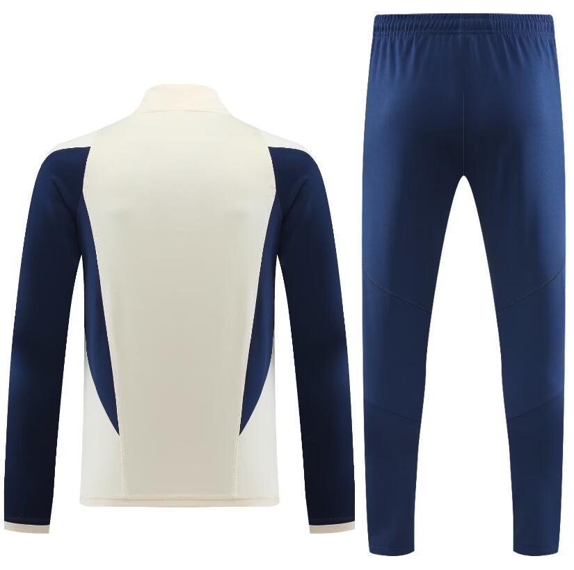 002-66 23-24 Italy beige with navy blue half zipper sweater tracksuit
