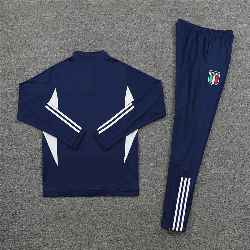 002-67 23-24 Italy navy blue with white half zipper sweater tracksuit