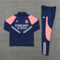 23-24 Lyon navy blue with pink half zipper sweater tracksuit