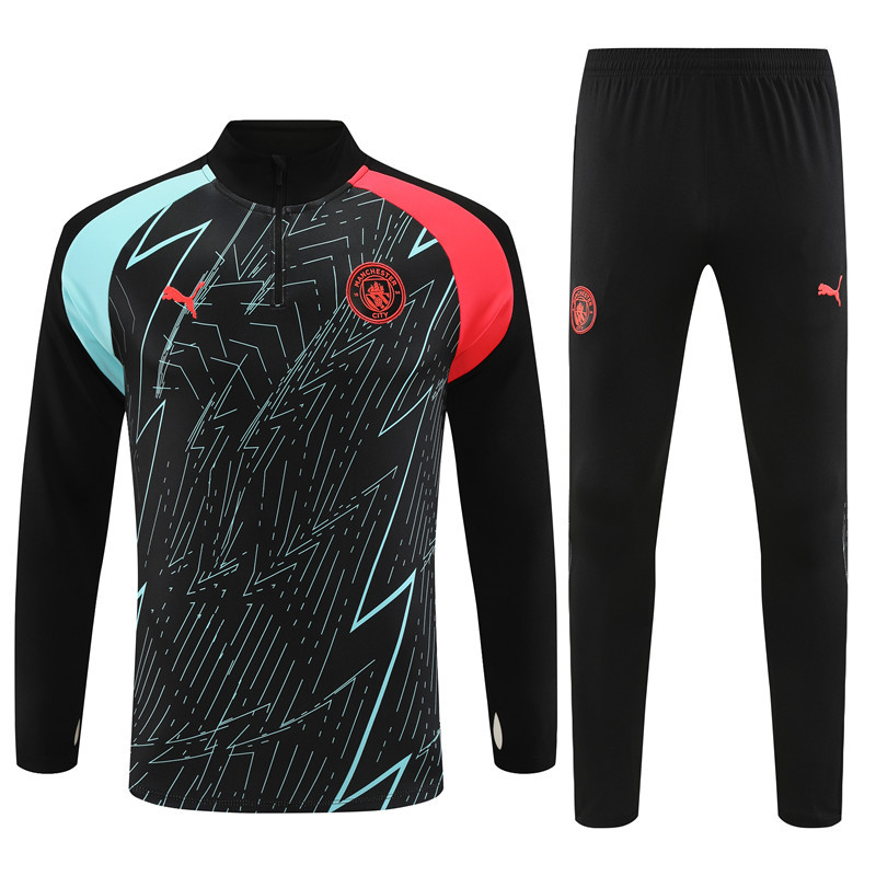 002-75 23-24 Man City camo black half zipper sweater tracksuit