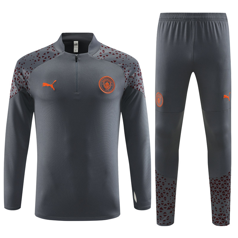 23-24 Man City dark gray half zipper sweater tracksuit