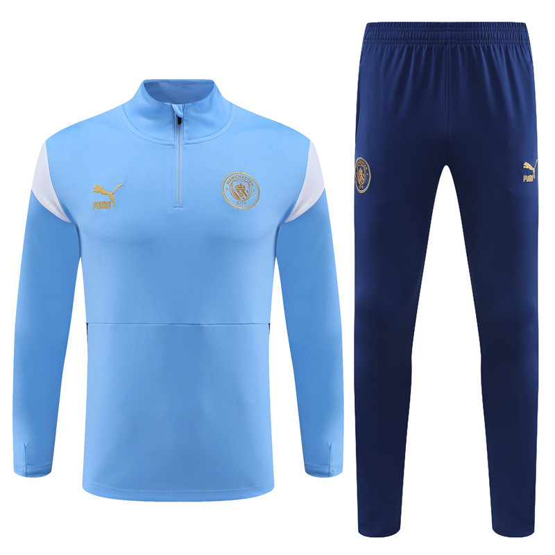 23-24 Man City light blue half zipper sweater tracksuit