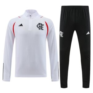 23-24 Flamengo white half zipper sweater tracksuit - Image 2