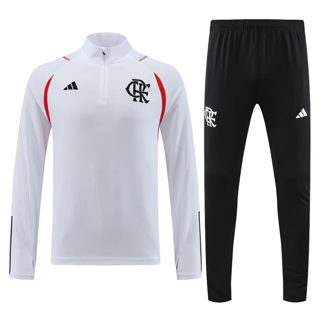 002-8 23-24 Flamengo white half zipper sweater tracksuit