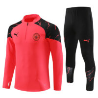 002-80 23-24 Man City orange with black pants half zipper sweater tracksuit
