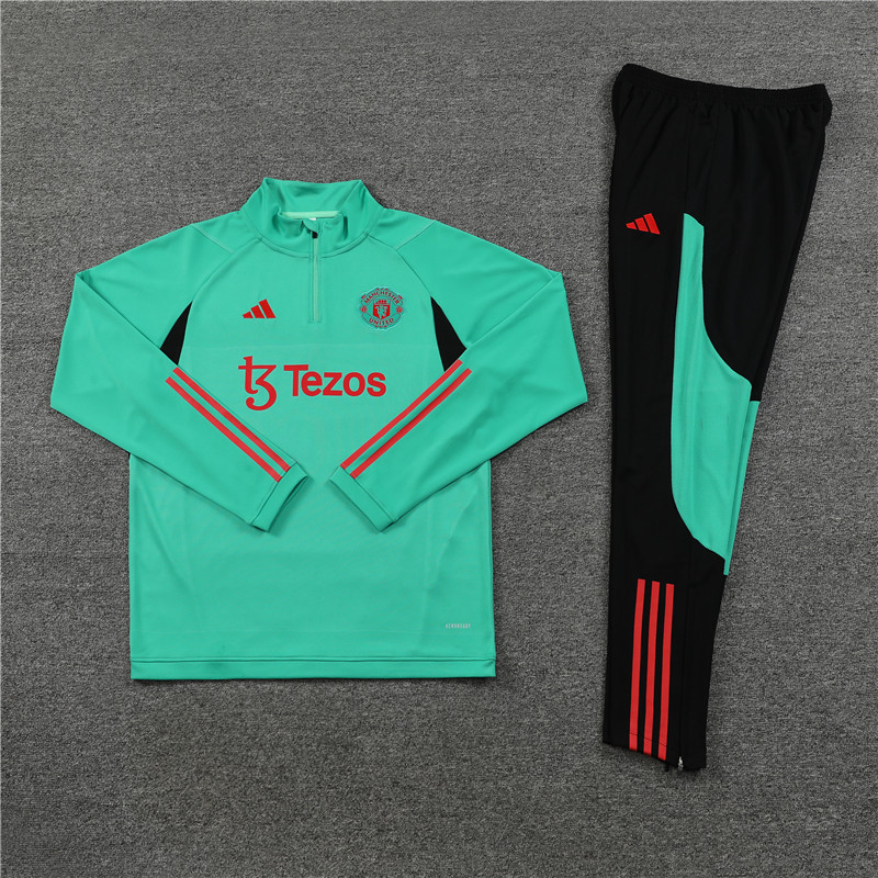 002-84 23-24 Manud green with black half zipper training sweater tracksuit