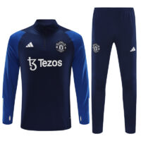 002-85 23-24 Manud navy blue with blue half zipper training tracksuit