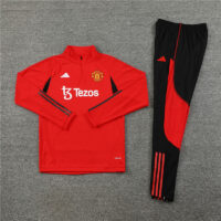 002-87 23-24 Manud red with black half zipper training tracksuit