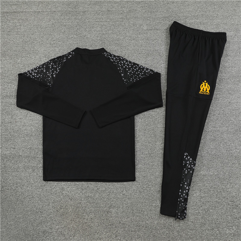 002-90 23-24 Marseille black half zipper sweater tracksuit