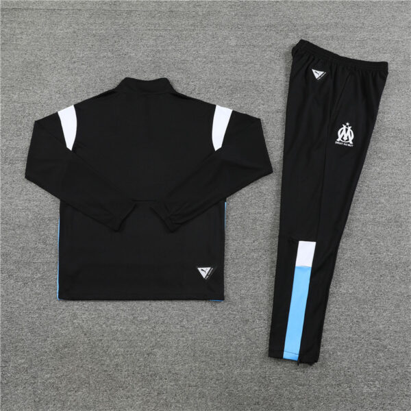 23-24 Marseille black with white and blue half zipper sweater tracksuit - Image 2