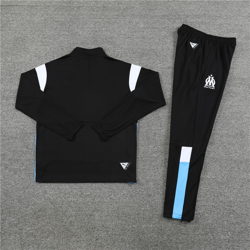 002-91 23-24 Marseille black with white and blue half zipper sweater tracksuit