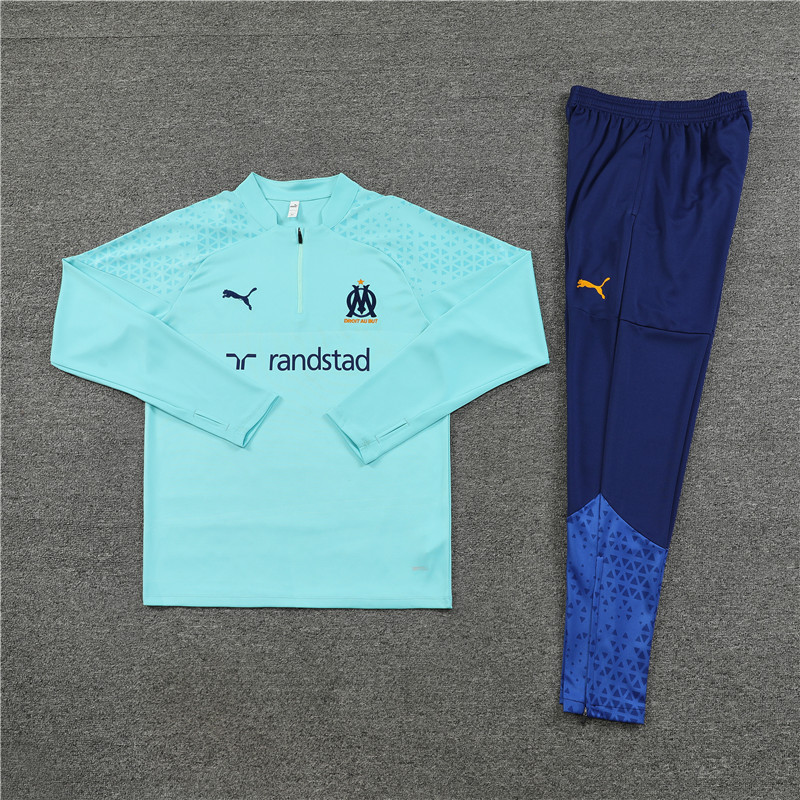 002-92 23-24 Marseille light blue half zipper sweater tracksuit