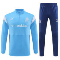 002-93 23-24 Marseille light blue with navy blue half zipper sweater tracksuit