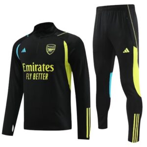 23-24 Arsenal black with green and blue half zipper sweater tracksuit - Image 3