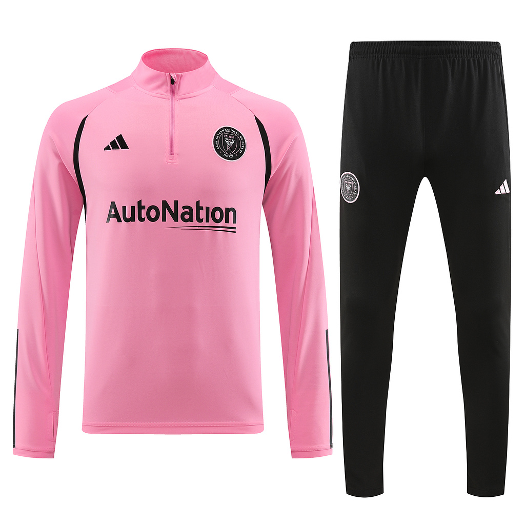 23-24 Miami pink with black half zipper sweater tracksuit