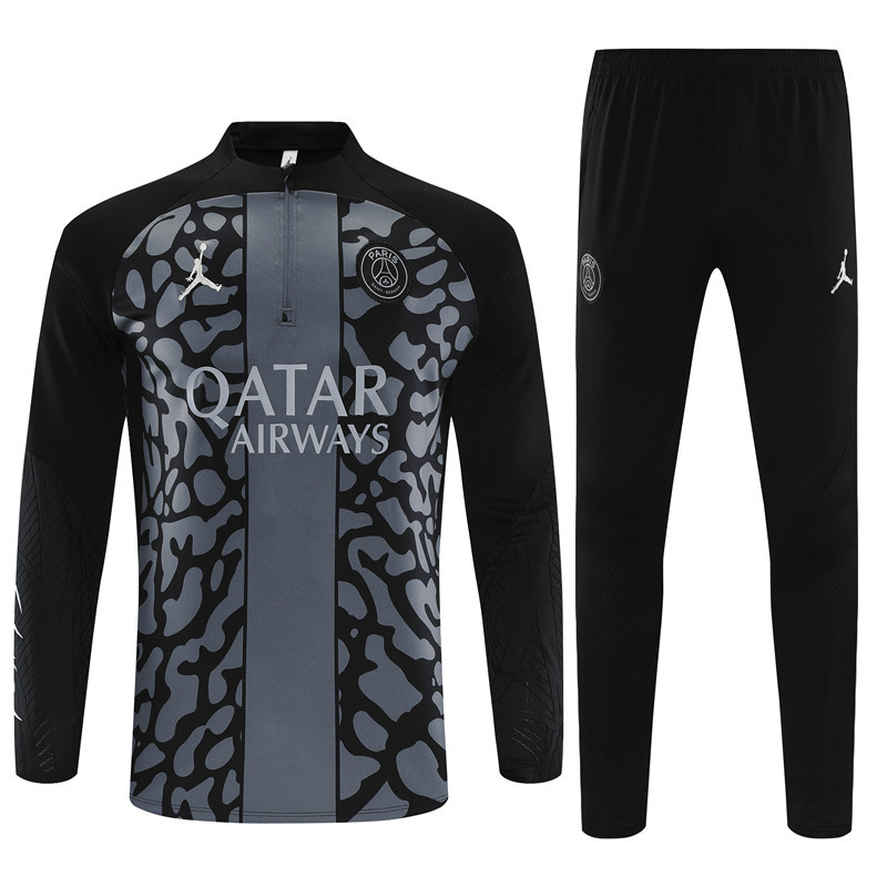 23-24 PS G Jrdan black with grey half zipper sweater tracksuit