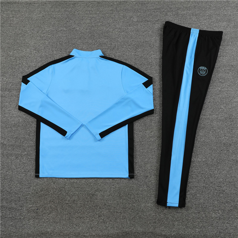 23-24 PS G Jrdan blue with black stripe half zipper sweater tracksuit