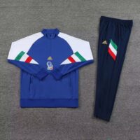 003-11 23-24 Italy blue with white half zipper sweater tracksuit