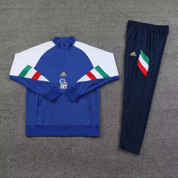 23-24 Italy blue with white half zipper sweater tracksuit - Image 3
