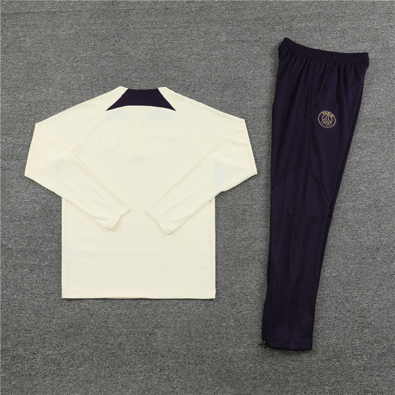 23-24 PS G beige with purple half zipper sweater tracksuit