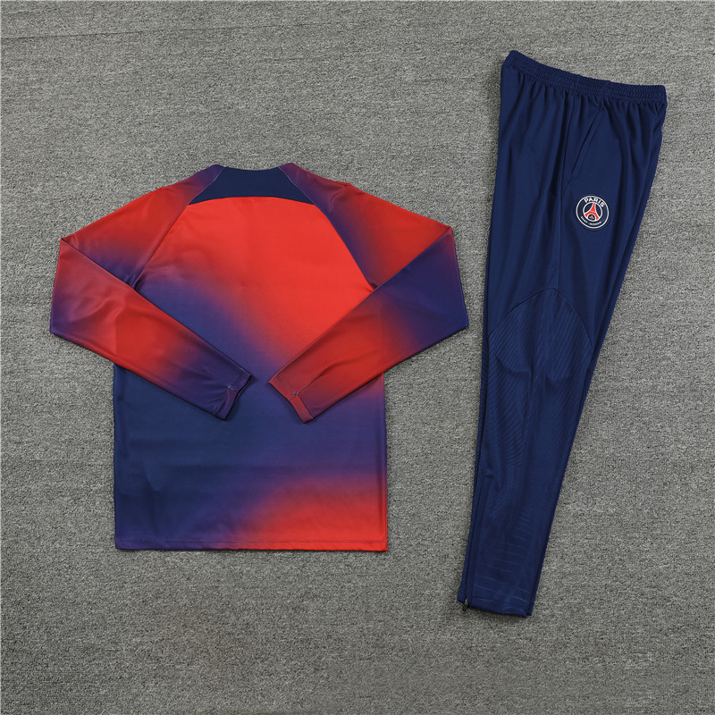 003-113 23-24 PS G blue with red half zipper sweater tracksuit
