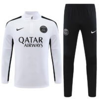 003-115 23-24 PS G white with black stripe half zipper sweater tracksuit