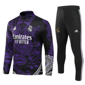 23-24 Real Madrid black with purple dragon half zipper training tracksuit - Image 3