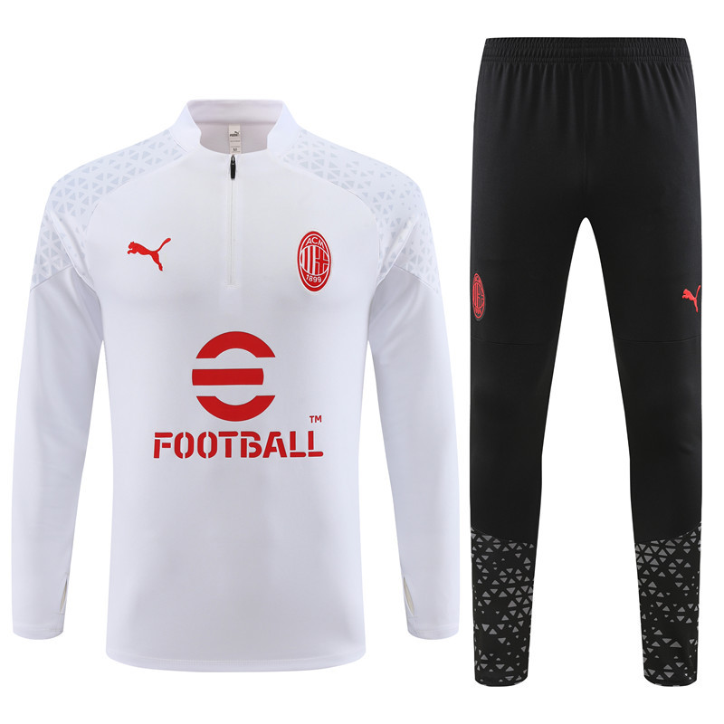 003-12 23-24 AC white with black pants half zipper sweater tracksuit