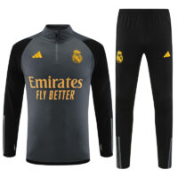 003-122 23-24 Real Madrid dark gray with black arms half zipper sweater tracksuit