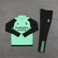 23-24 Real Madrid green with black half zipper training tracksuit