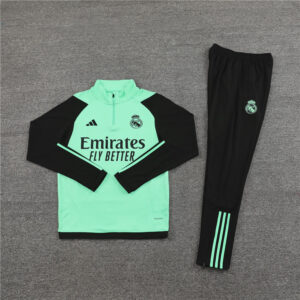 23-24 Real Madrid green with black half zipper training tracksuit - Image 3