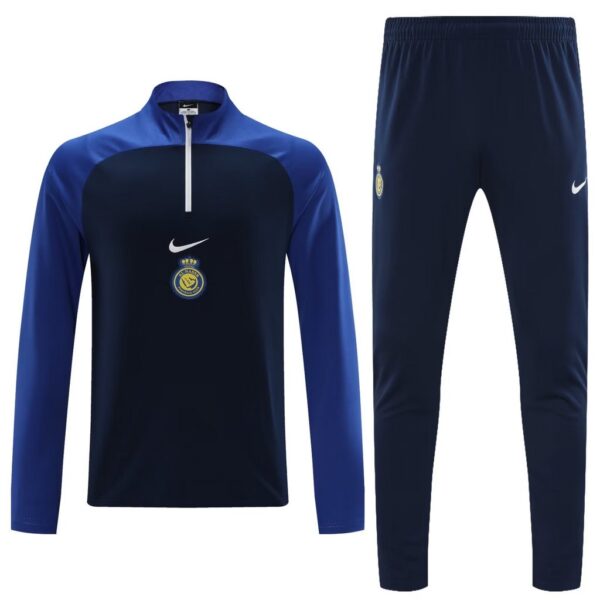 23-24 Riyadh navy blue with color blue arm half zipper sweater tracksuit - Image 3