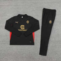 003-130 24-25 AC black with red half zipper training tracksuit